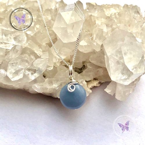 Angelite Coin Silver Swirl Pendant